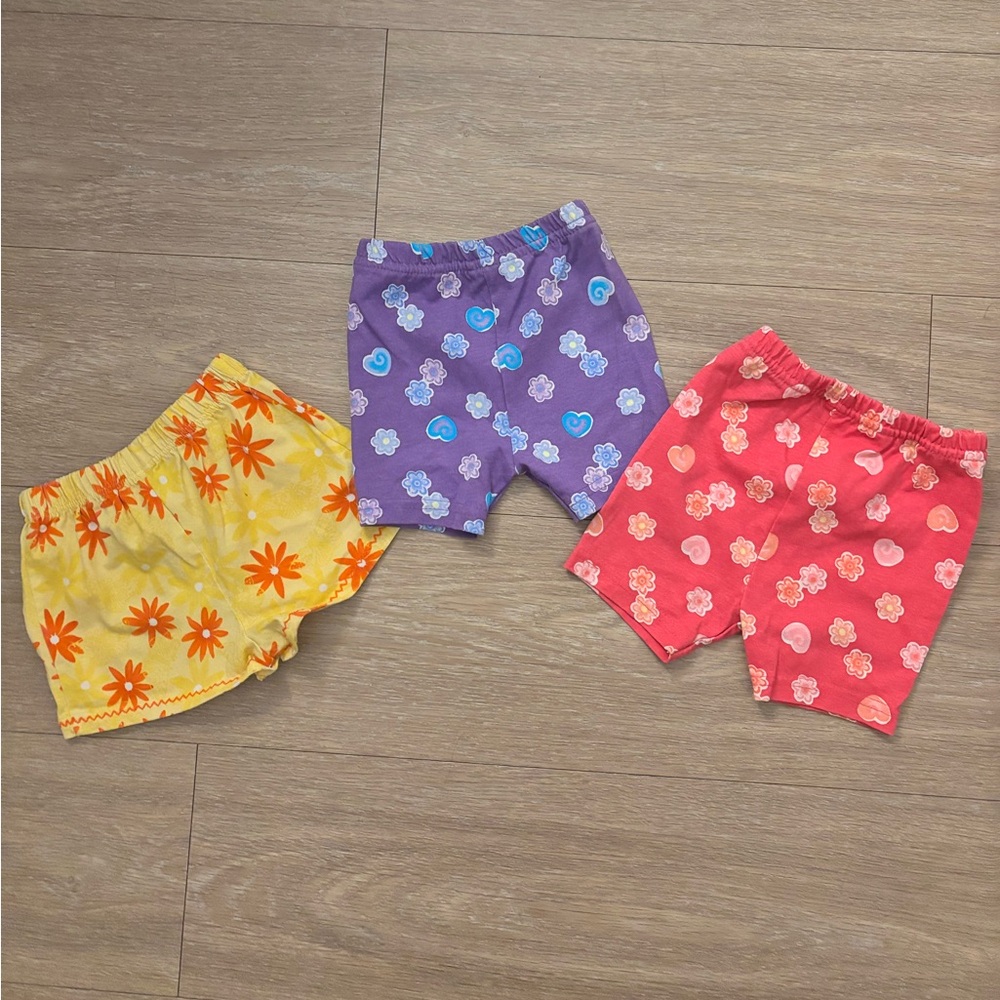 Girls 18m Floral and Heart Patterned Shorts Bundle